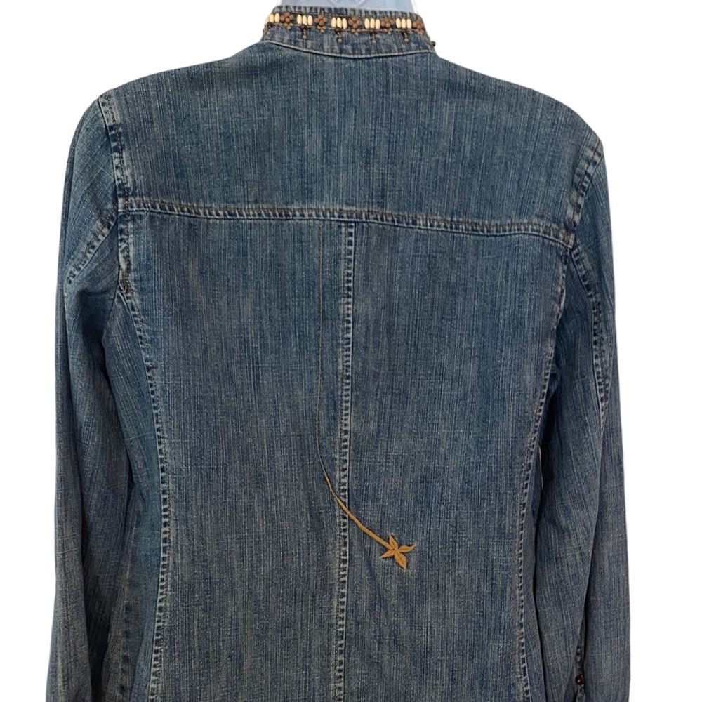 Sigrid Olsen Boho Denim Jacket Structured With Wo… - image 7